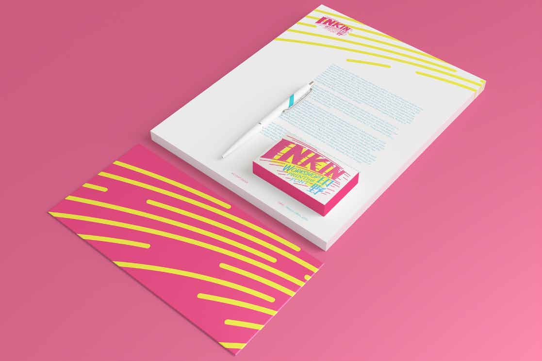 INKIN letterhead envelope pen and business card